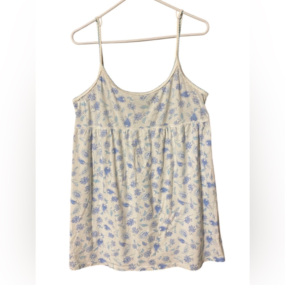 Lauren Ralph Lauren Night Shirt Large Blue White Floral Babydoll Cottage-core